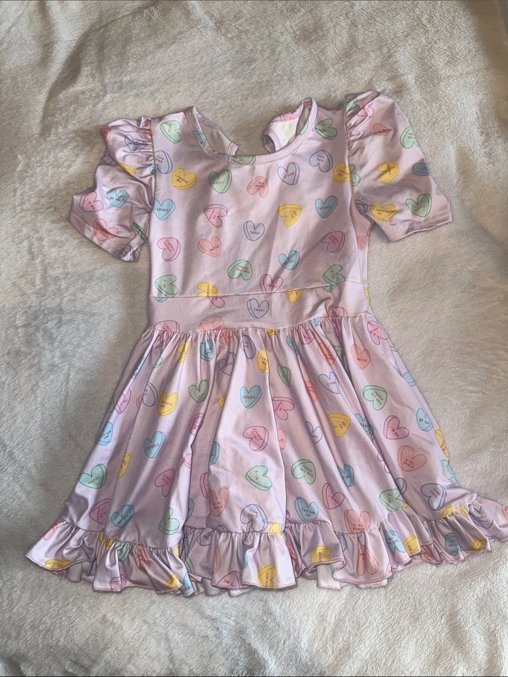 Girlhood Pink Heart Print Short Sleeve Dress Valentines